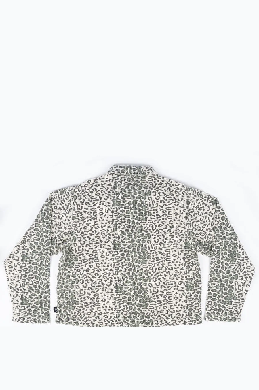 STUSSY LEOPARD MESH ZIP JACKET BONE