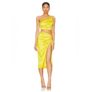Superdwon  Kristy Ruched Skirt Set in Yellow Size XXS