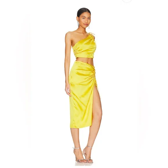 Superdwon  Kristy Ruched Skirt Set in Yellow Size XXS
