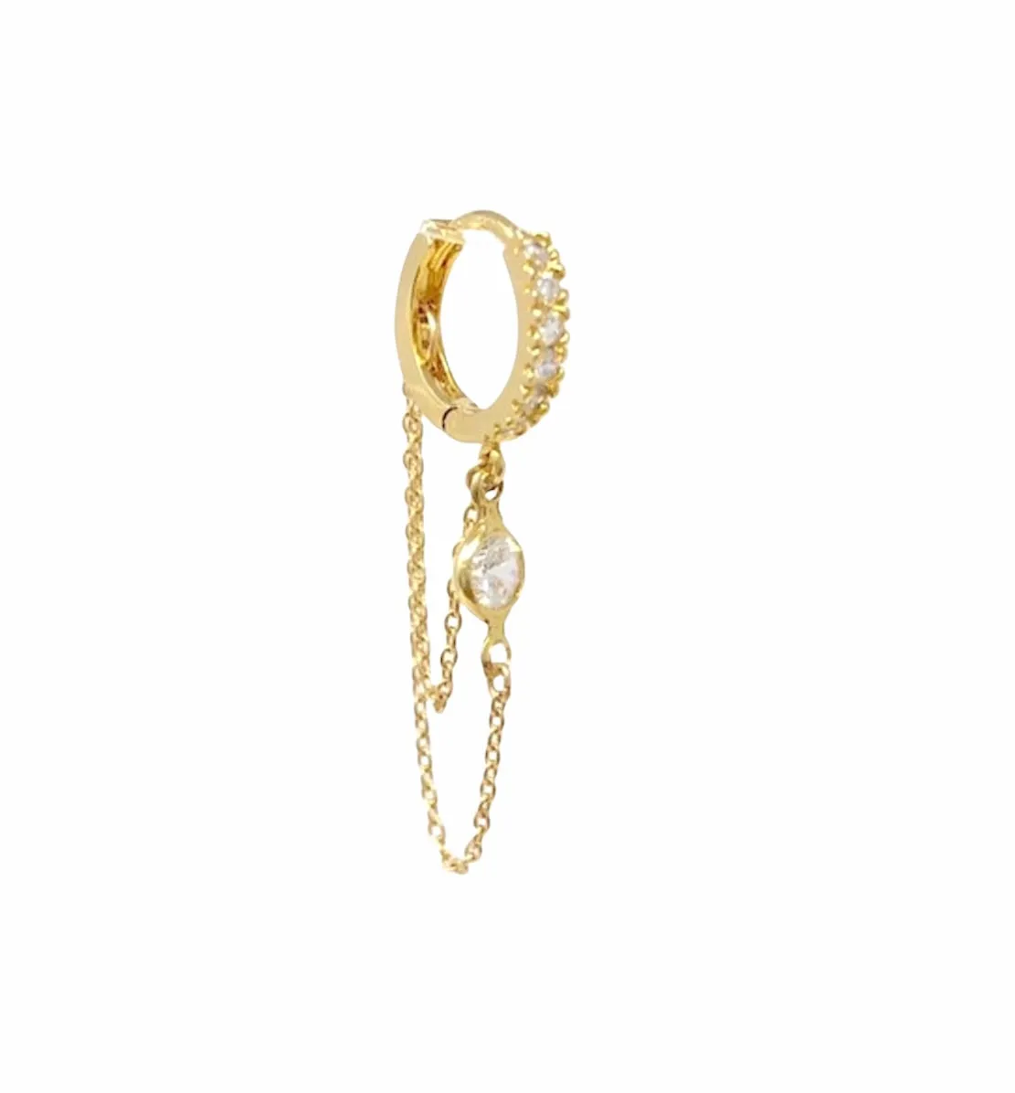 Swarovski Crystal Double Chain Hoop Huggie Earrings