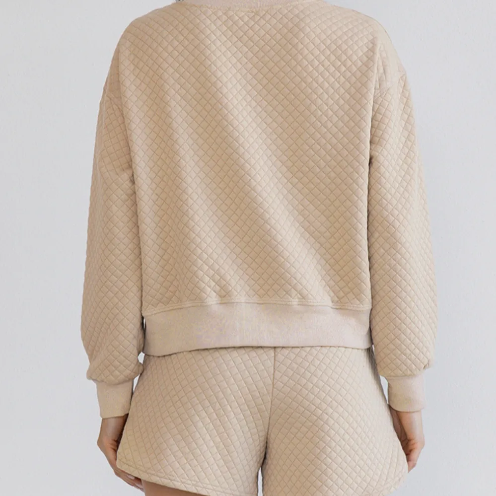 Sweet Daydream Quilted Long Sleeve Pullover and Shorts Set