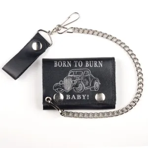 TC304-147  Tri-Fold Wallet w/ Chain- Born To Burn