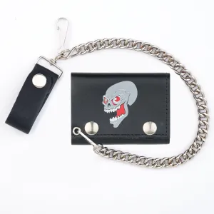 TC304CC-187  Tri-Fold Wallet W/ Chain- Laughing Skull