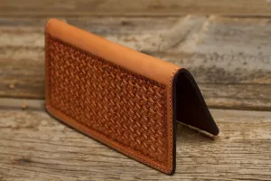 Texas Saddlery Saddle Tan Checkbook Cover with Spider Tooling