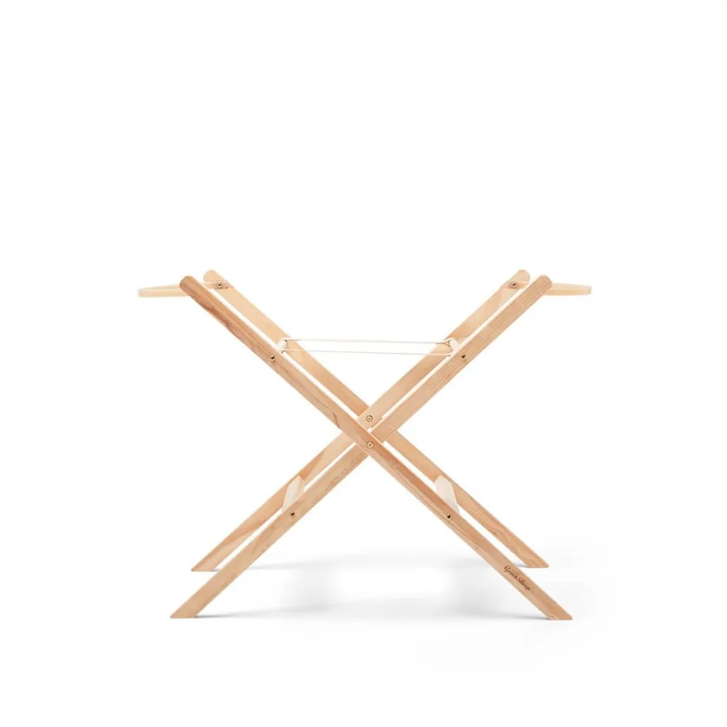 THE LITTLE GREEN SHEEP Quilted Moses Basket and Static Stand Bundle - Truffle Rice
