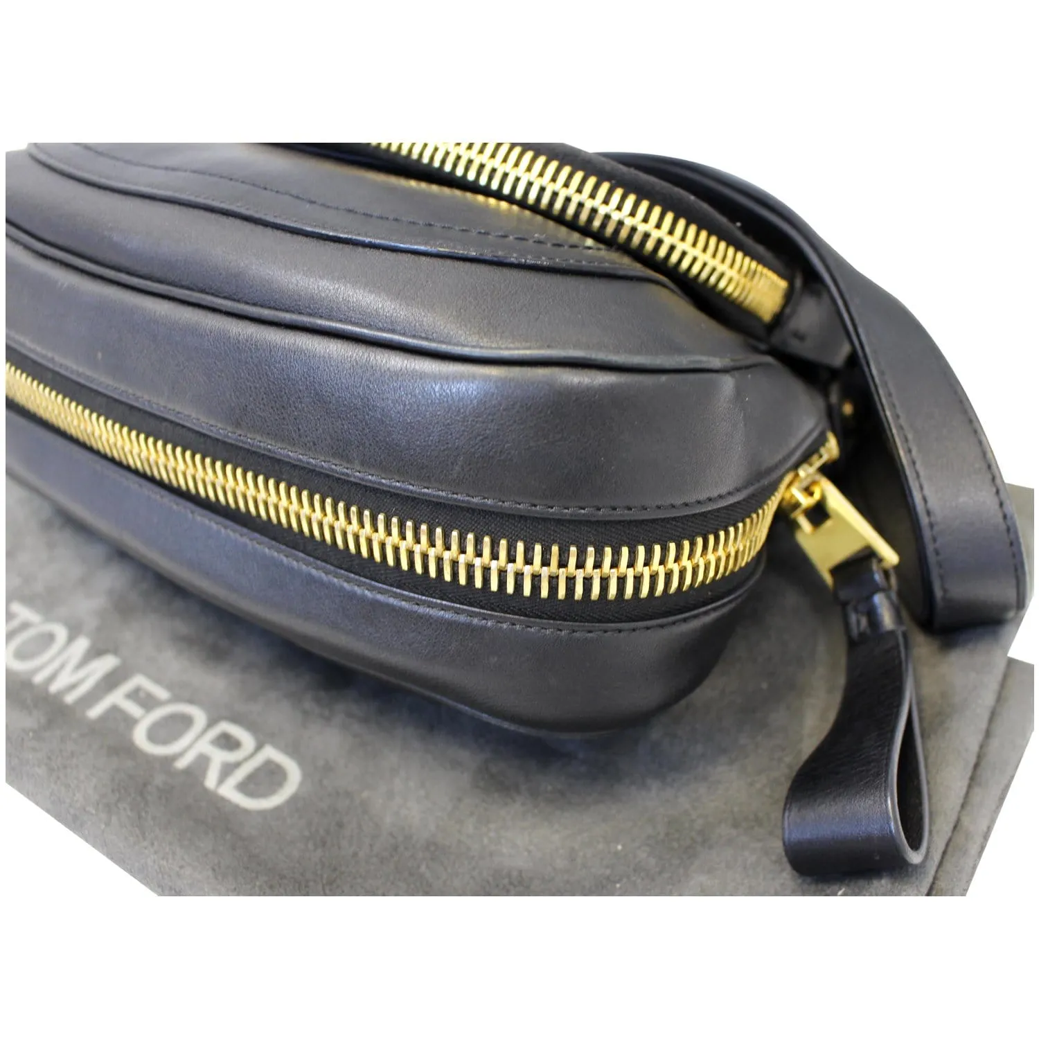 TOM FORD Jennifer Zip Medium Leather Shoulder Bag Black