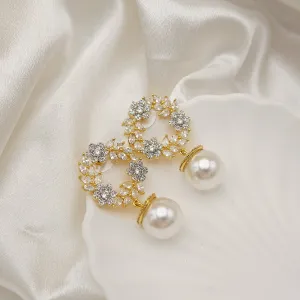 Two-Tone Cubic Zirconia Studded Earrings
