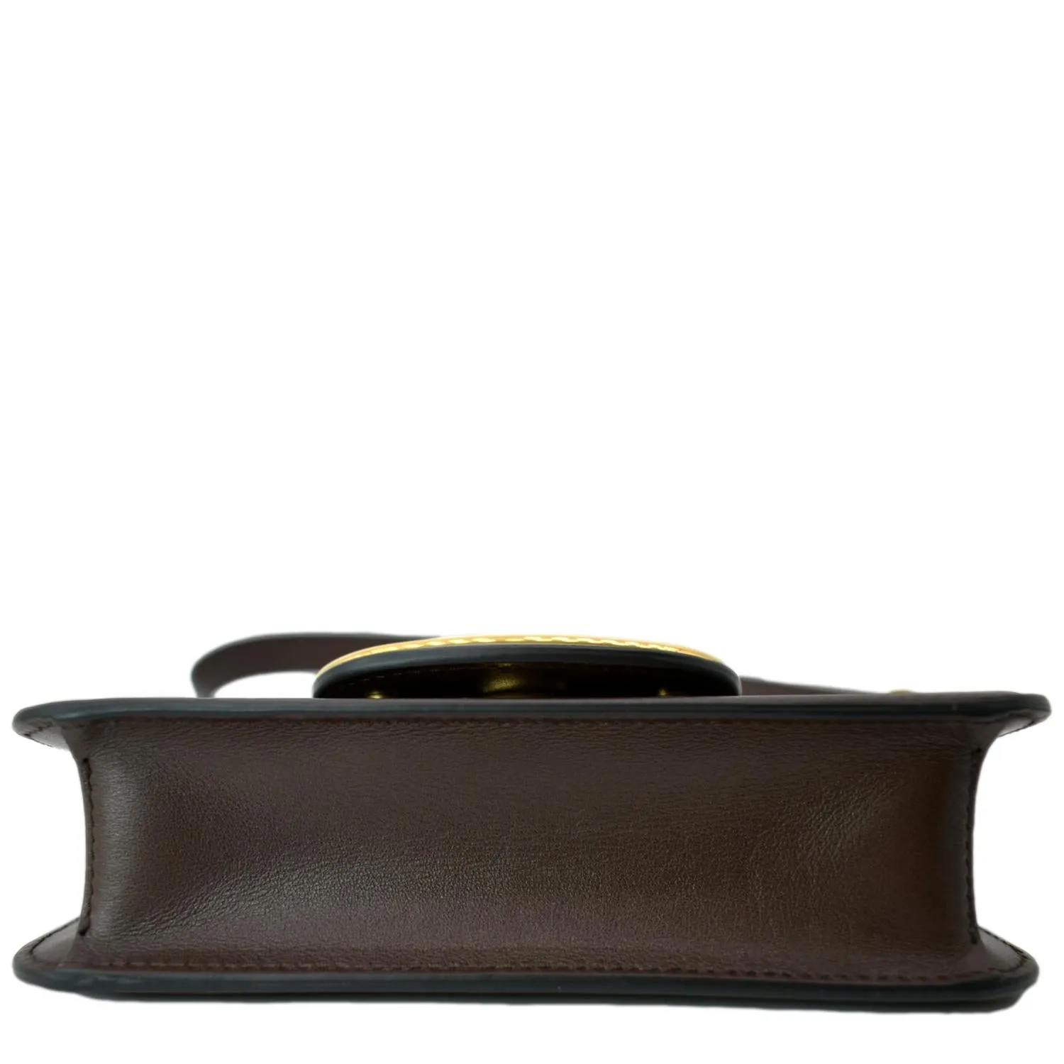 VALENTINO Loco V Logo Calfskin Leather Crossbody Bag Dark Brown