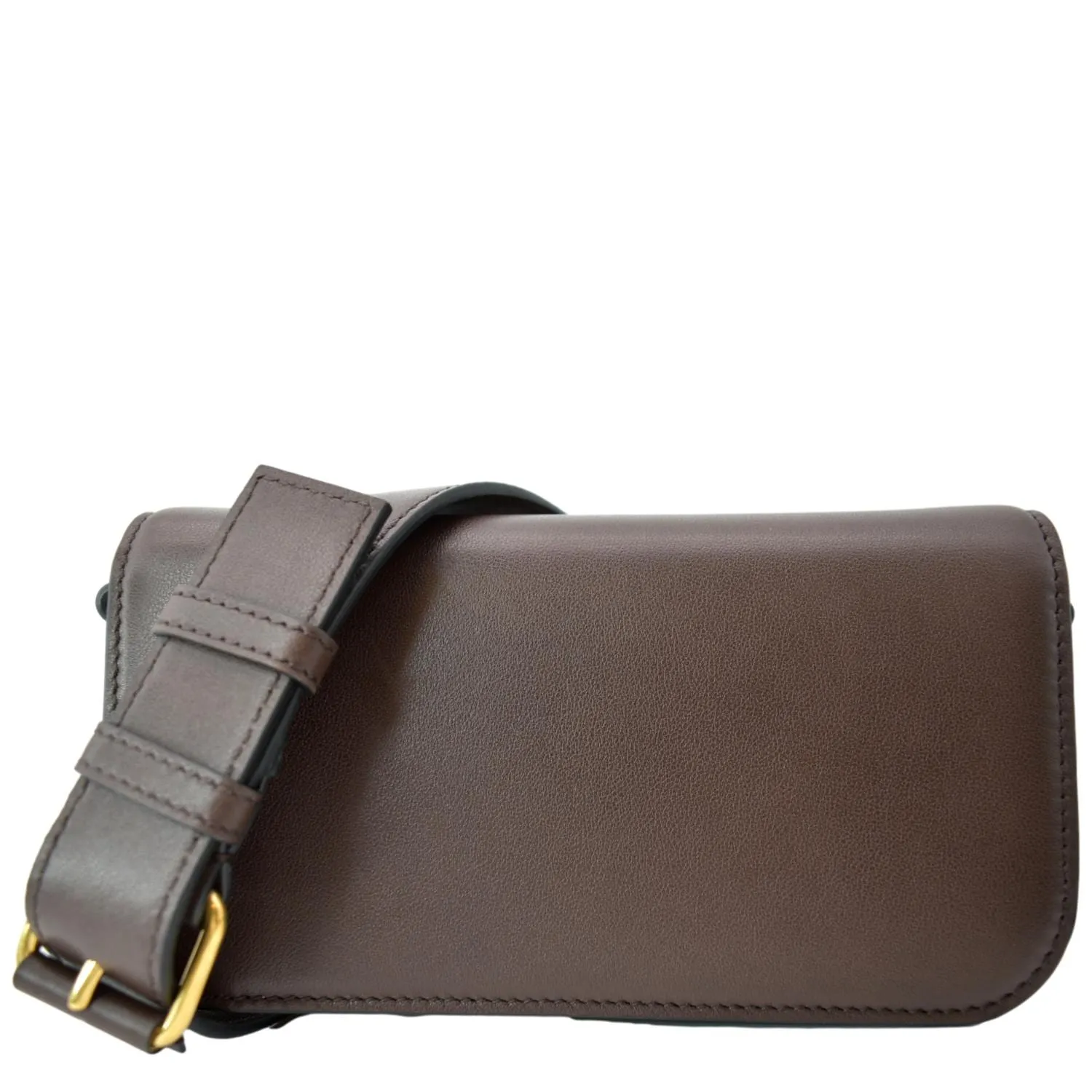 VALENTINO Loco V Logo Calfskin Leather Crossbody Bag Dark Brown