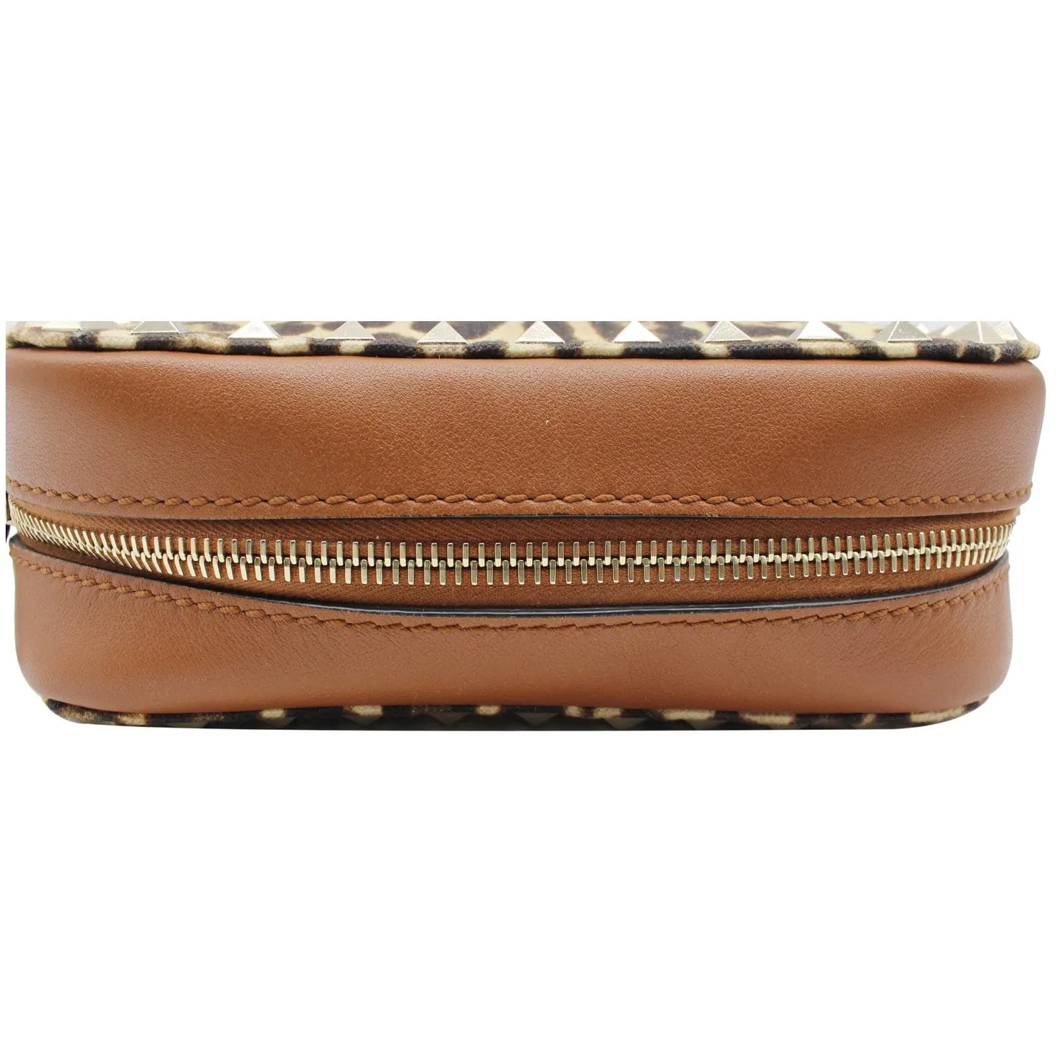 VALENTINO Rockstud Leopard Canvas Leather Camera Bag Selleria