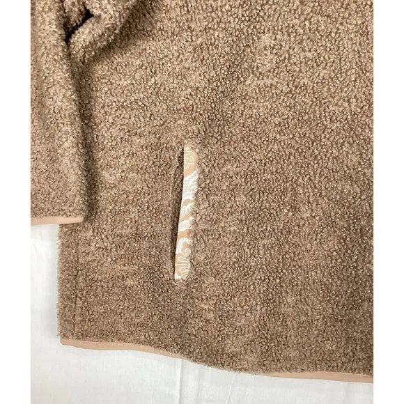 Vera Bradley Tan Sherpa Fleece Pullover Knit Jacket Quilted Women's 3XL