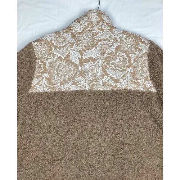 Vera Bradley Tan Sherpa Fleece Pullover Knit Jacket Quilted Women's 3XL