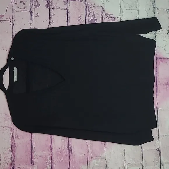VINCE DROP SHOULDER V NECK WOOL PULLOVER SWEATER BLACK SMALL