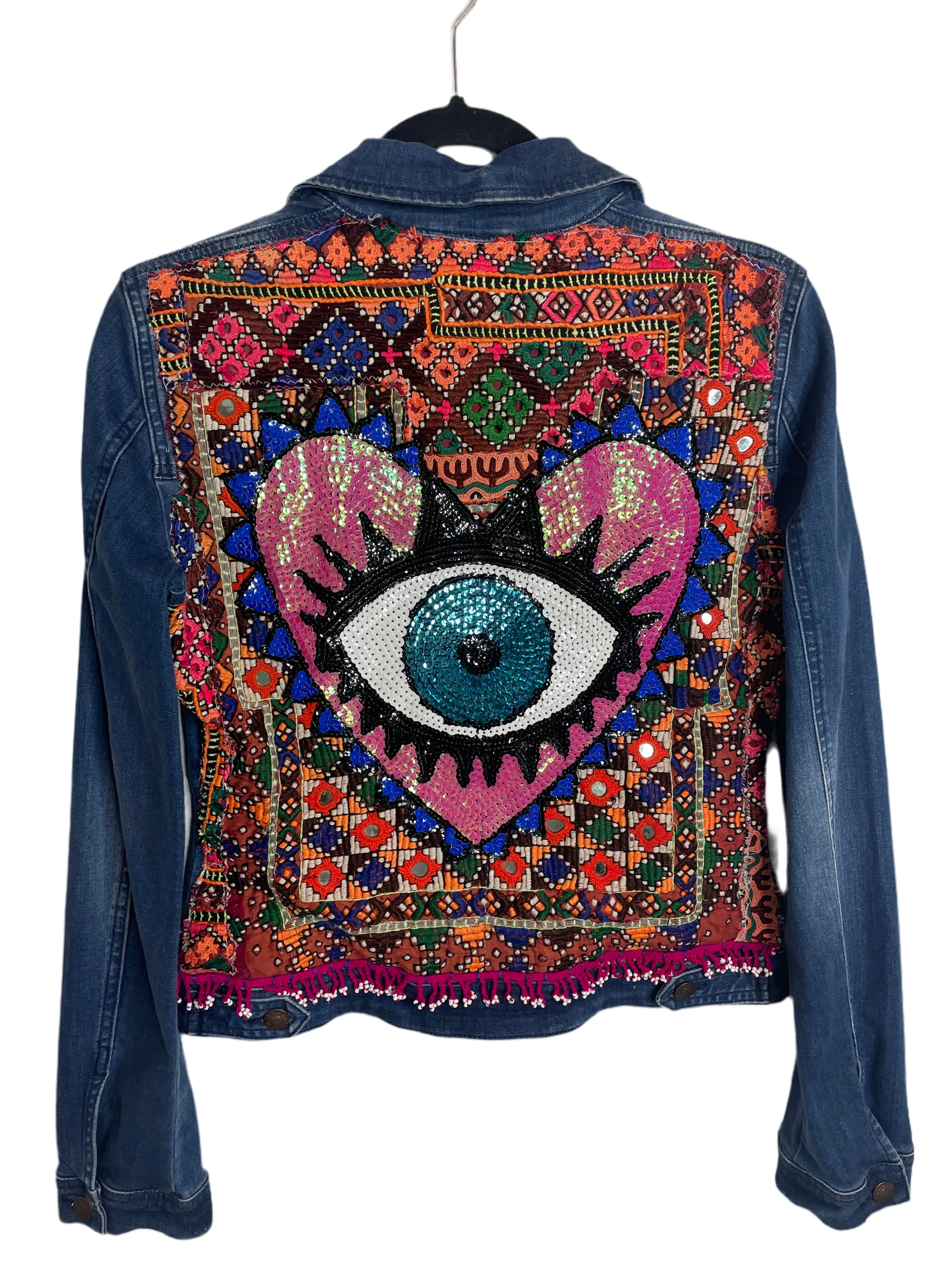 Vintage NAMO Zen Protected Evil Eye NOSTALGIA Denim Jacket