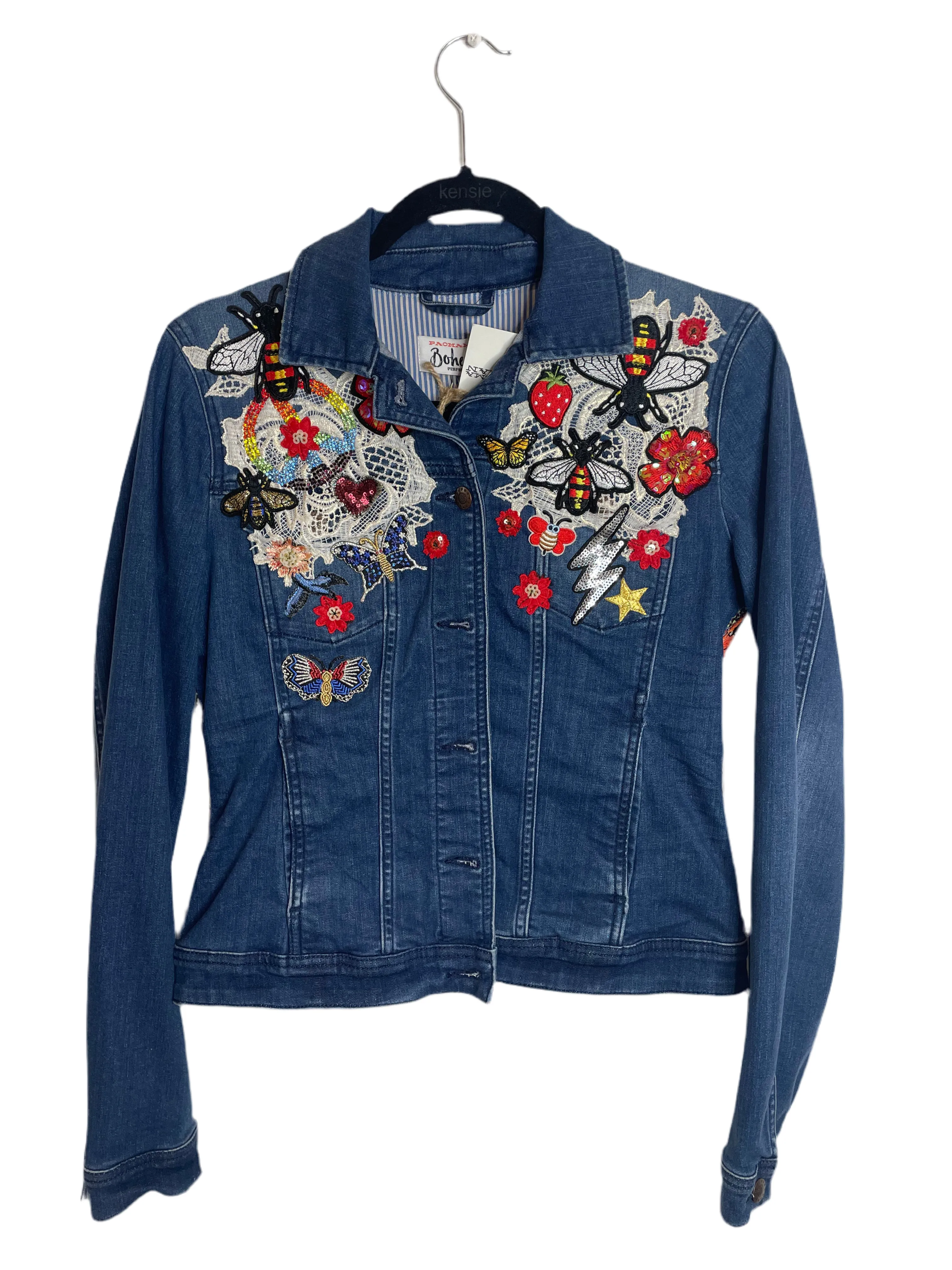 Vintage NAMO Zen Protected Evil Eye NOSTALGIA Denim Jacket