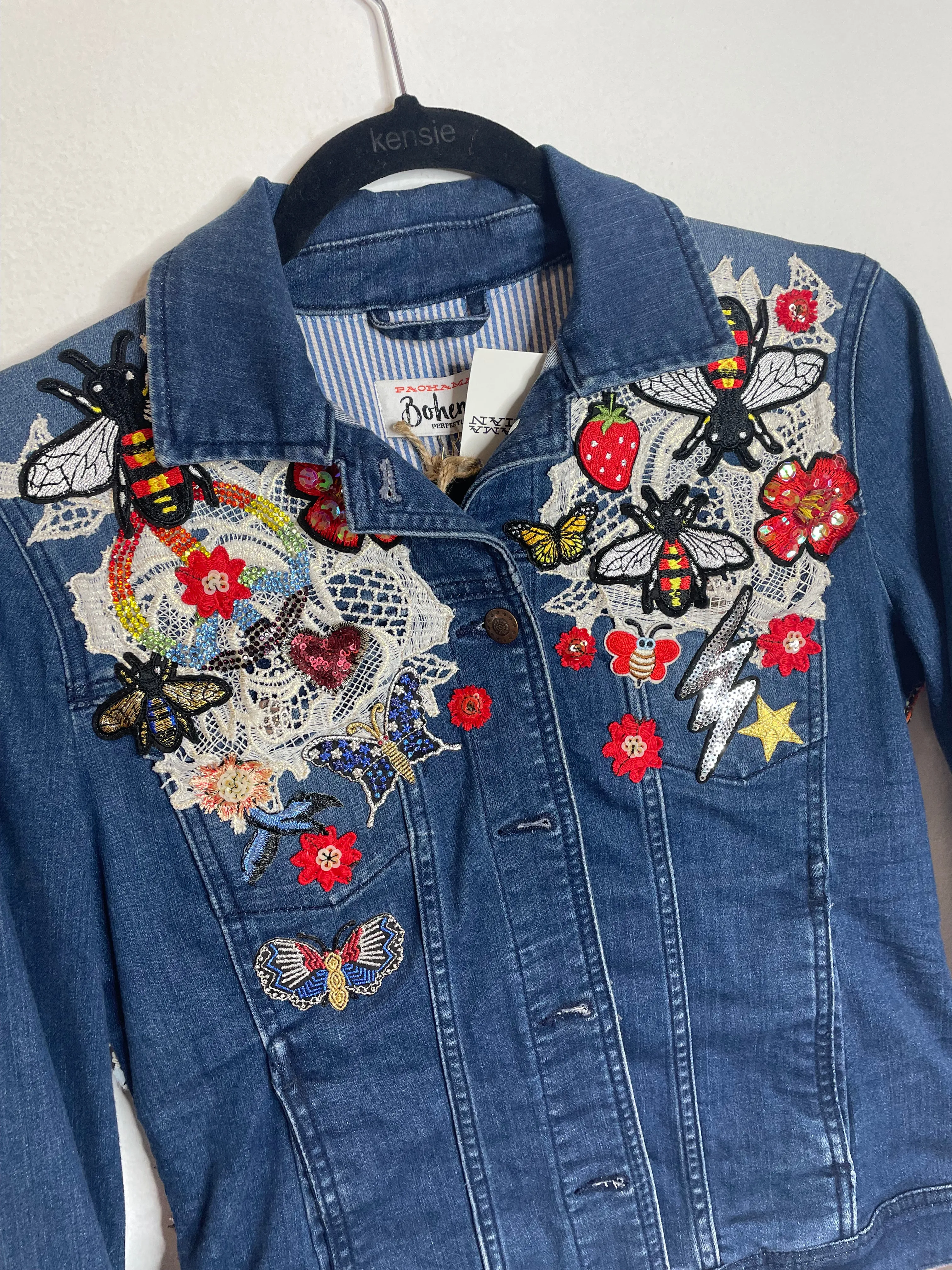 Vintage NAMO Zen Protected Evil Eye NOSTALGIA Denim Jacket
