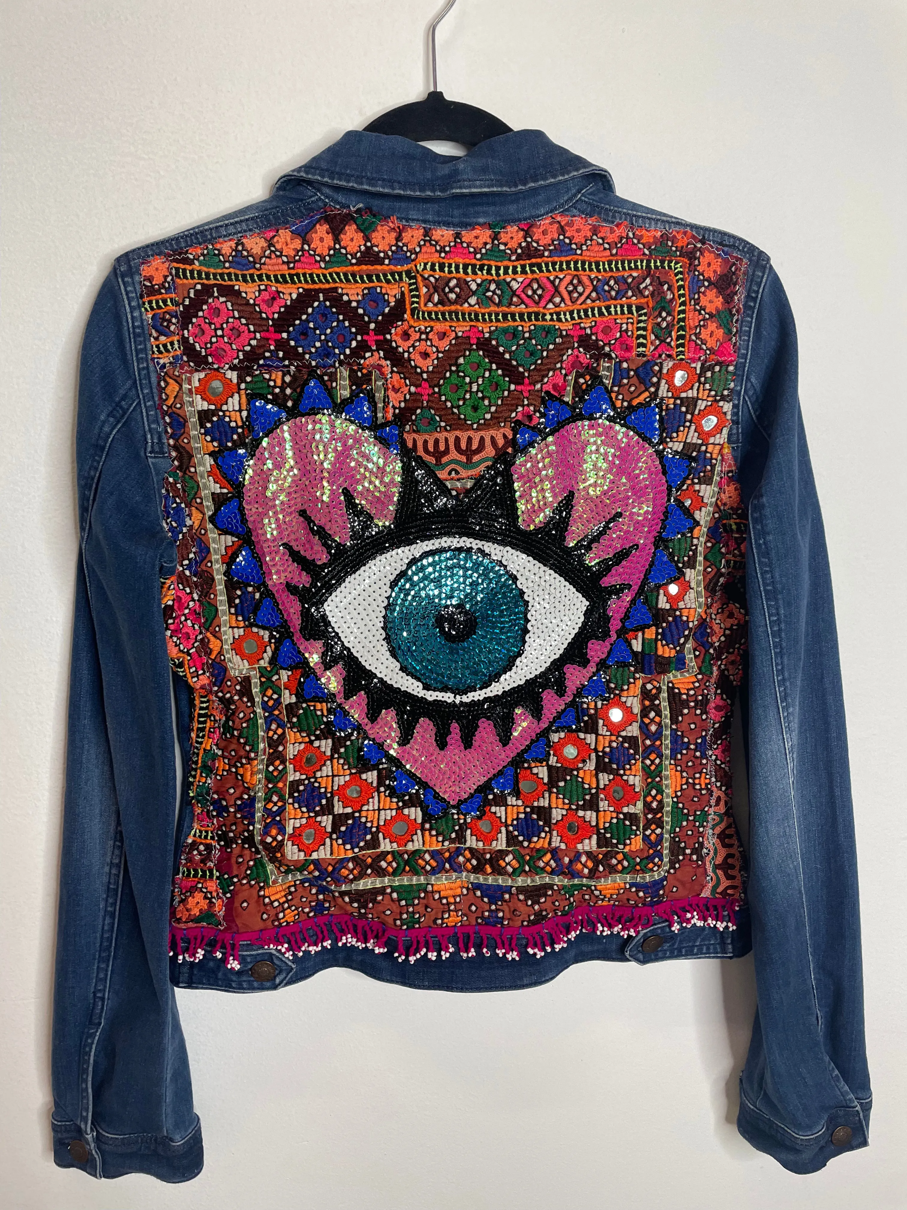 Vintage NAMO Zen Protected Evil Eye NOSTALGIA Denim Jacket