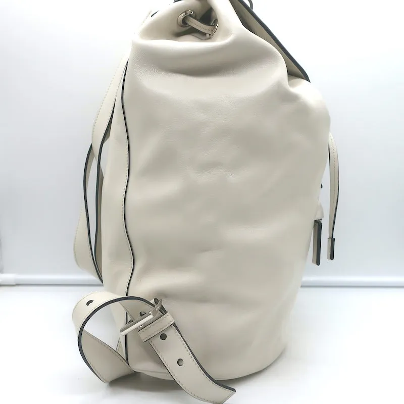 Vintage Prada Large Cinch Backpack Cream Leather