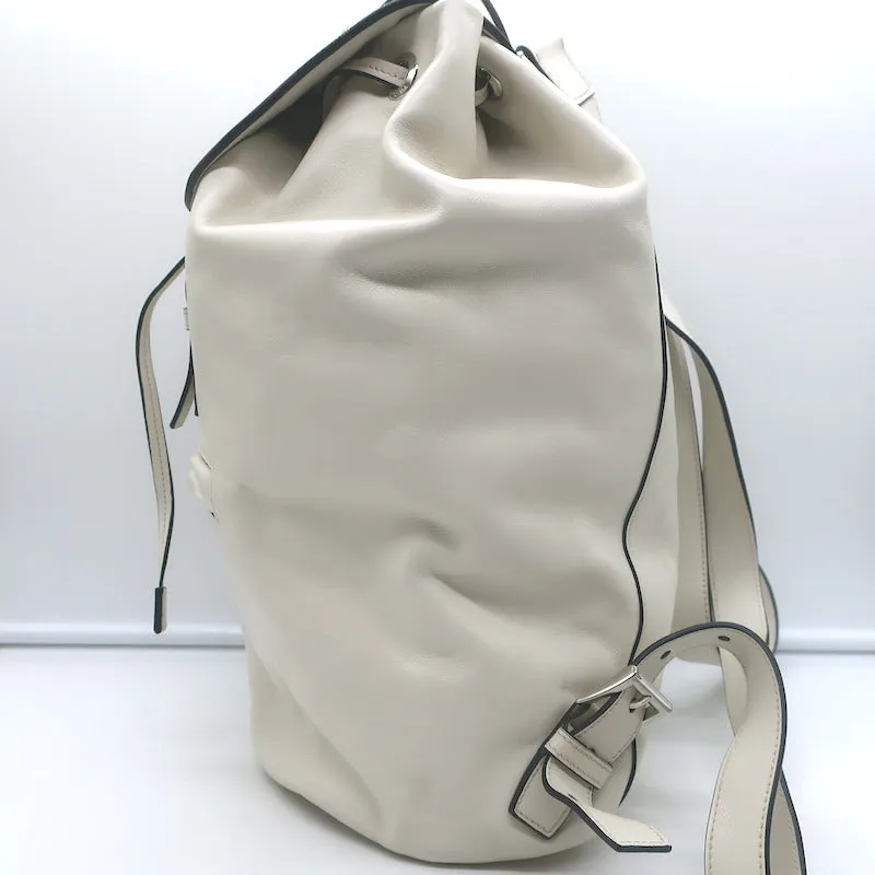 Vintage Prada Large Cinch Backpack Cream Leather
