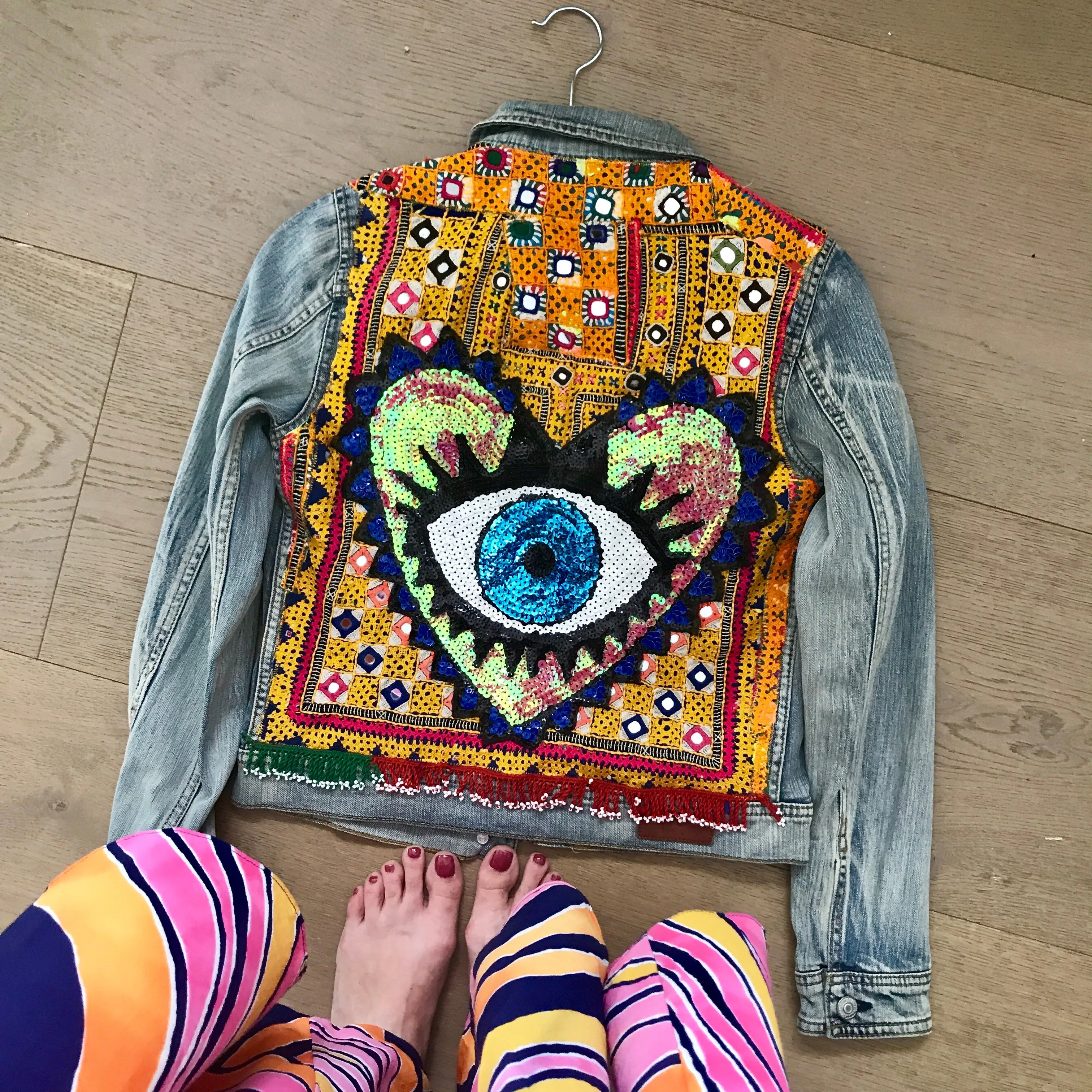 Vintage Protected Evil Eye Denim Jacket