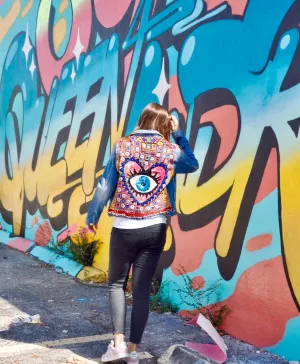 Vintage Protected Evil Eye Denim Jacket