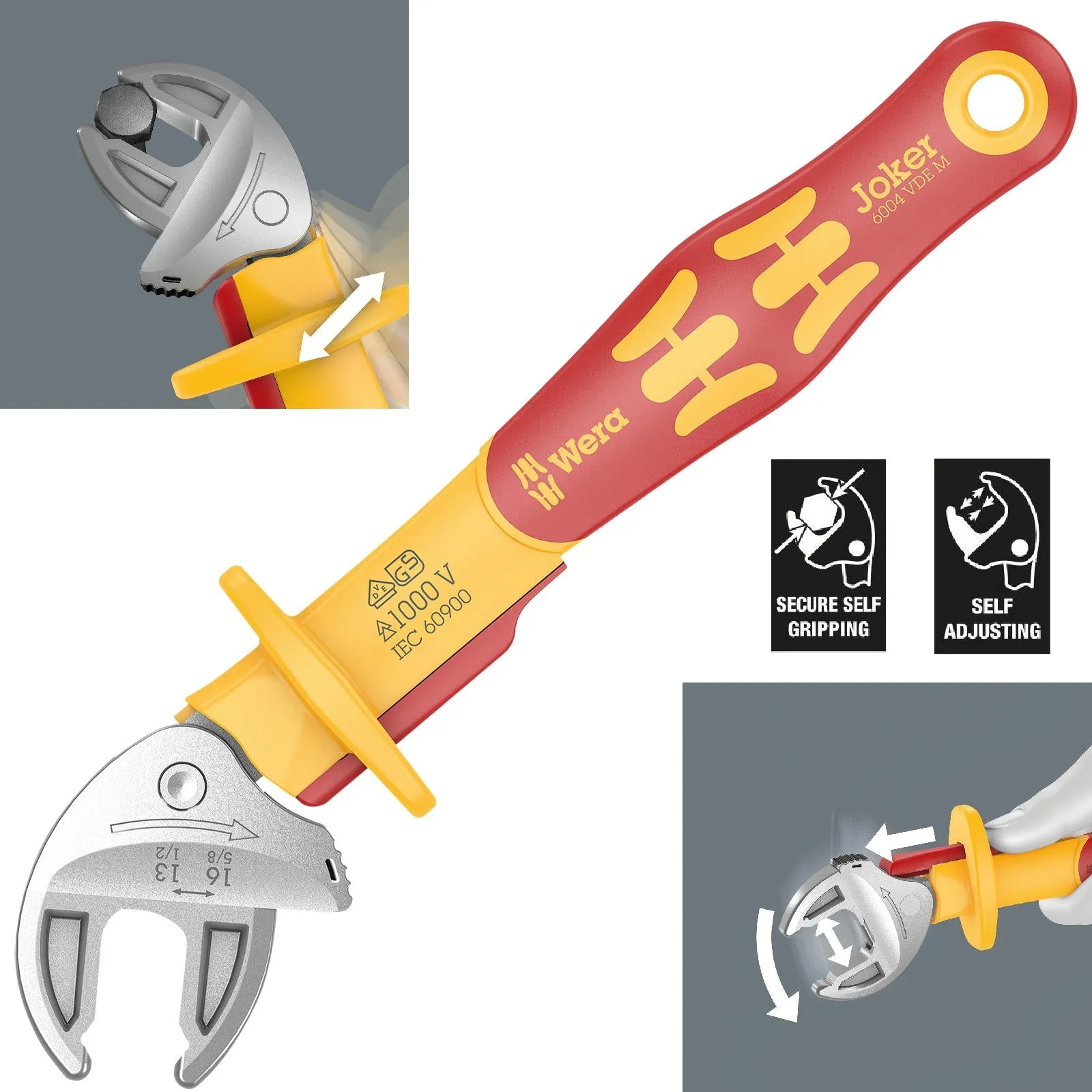 Wera Joker VDE M 6004 Insulated Self Setting Adjustable Spanner 13-16mm