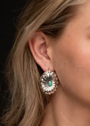 West and Co Turquoise and Burnished Silver Concho Earrings