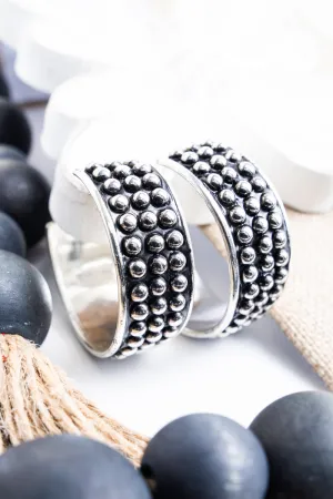 Western Wishes Silvertone Studded Hoop Earrings