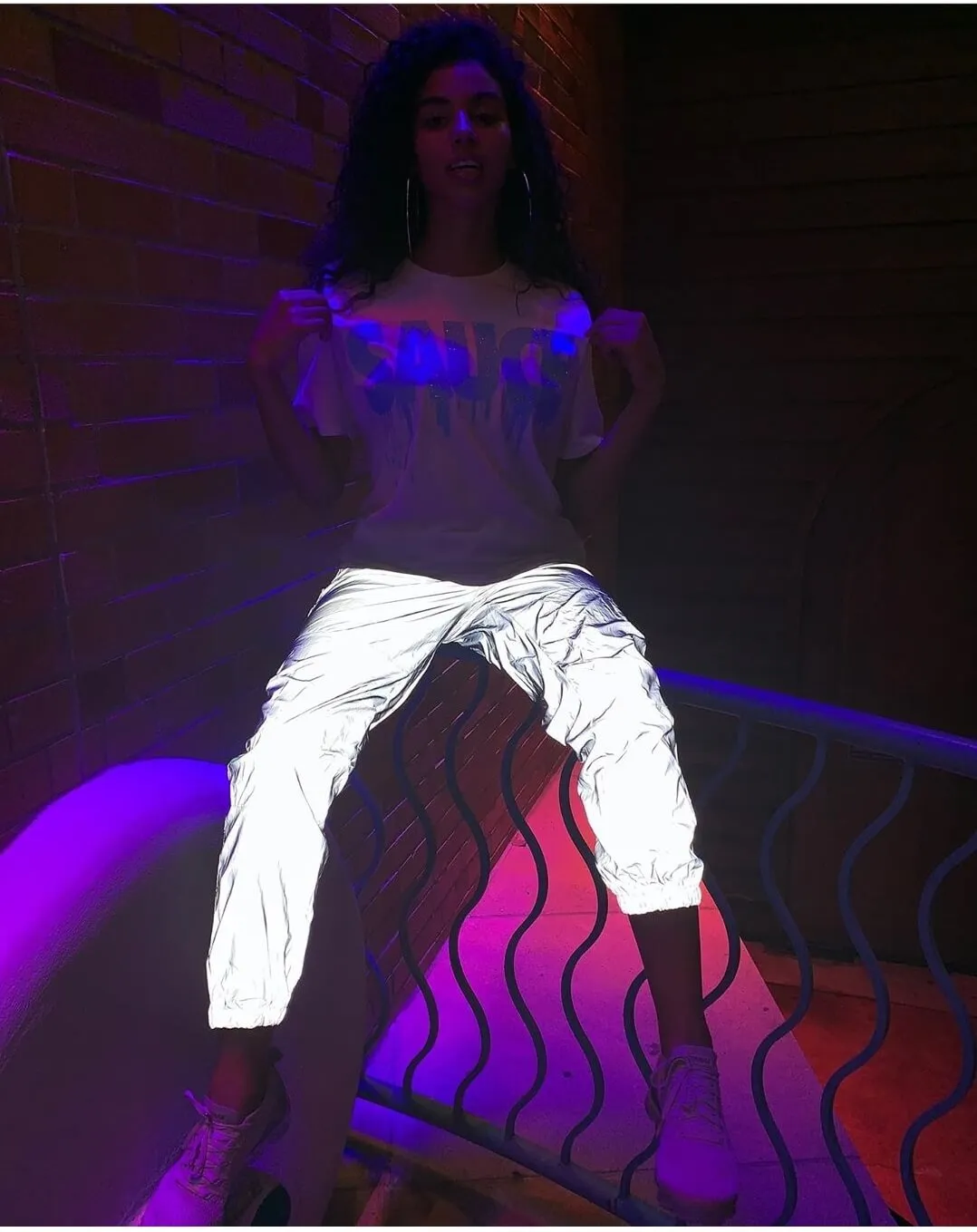 White SA Vibes Reflective Joggers