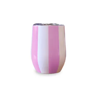 Wine Tumbler (Pink & White Stripe) - Blank