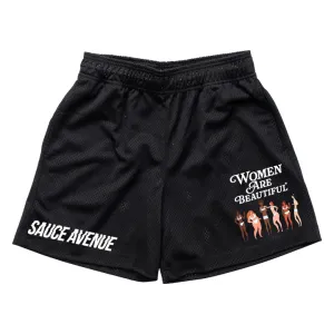Women Are Beautiful (WH) (ACS) | Black Mesh Shorts