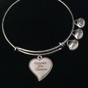 Women Do Recover Expandable Charm Bracelet Silver Adjustable Bangle Gift Faith Strength Courage