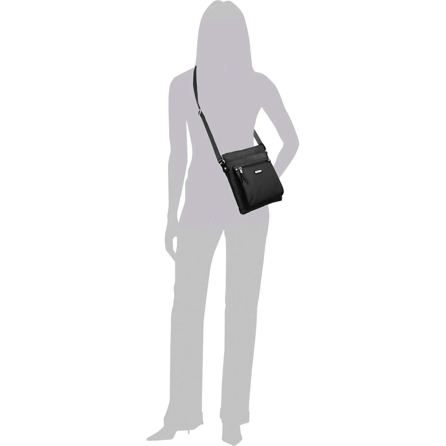 Women's Baggallini Go Bagg with RFID Phone Wristlet Black Nylon