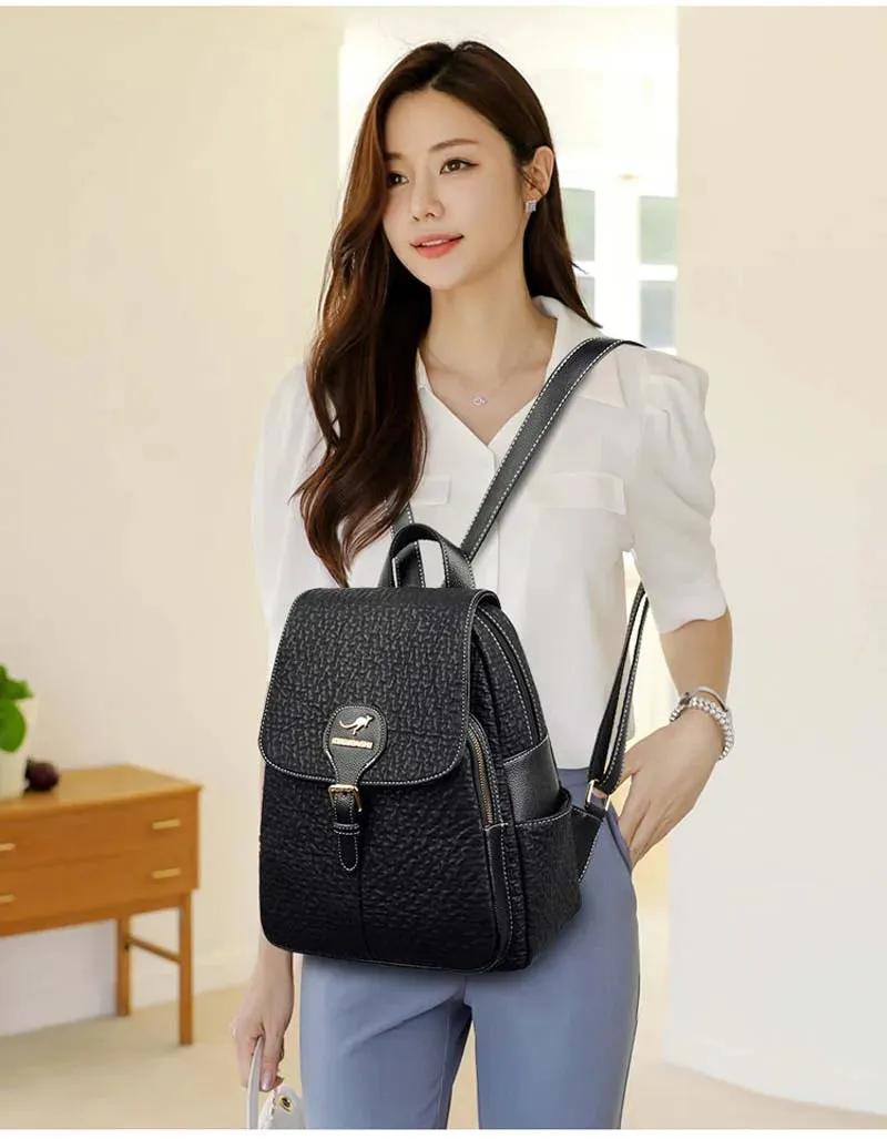 Women's Fashion Luxury Designer Leather Backpacks Large Capacity Zipper Shoulder Bags Female School Bag Travel Bag pack
