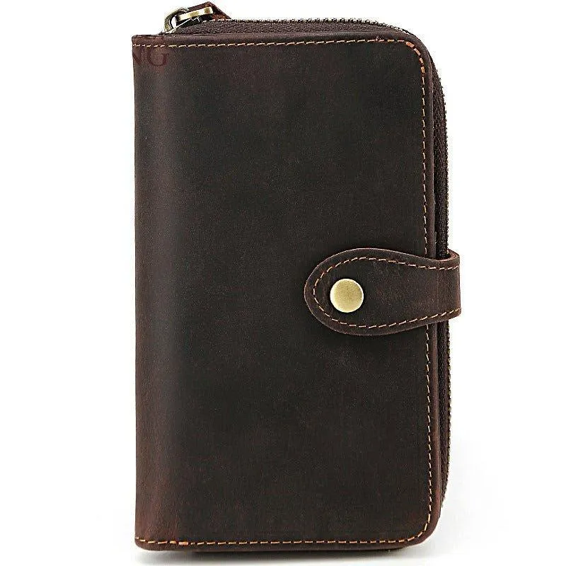 Woosir Vintage Leather Long Wallets for Men