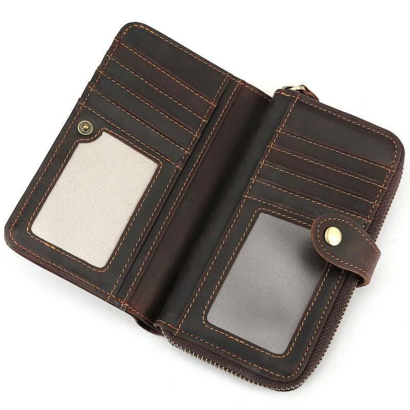 Woosir Vintage Leather Long Wallets for Men