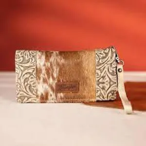 Wrangler Hair-on Cowhide Vintage Floral Wallet