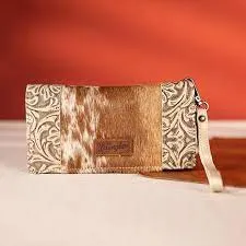 Wrangler Hair-on Cowhide Vintage Floral Wallet