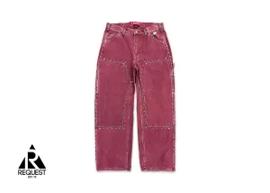 x B.B. Simon Studded Double Knee Painter Pant "Burgundy"