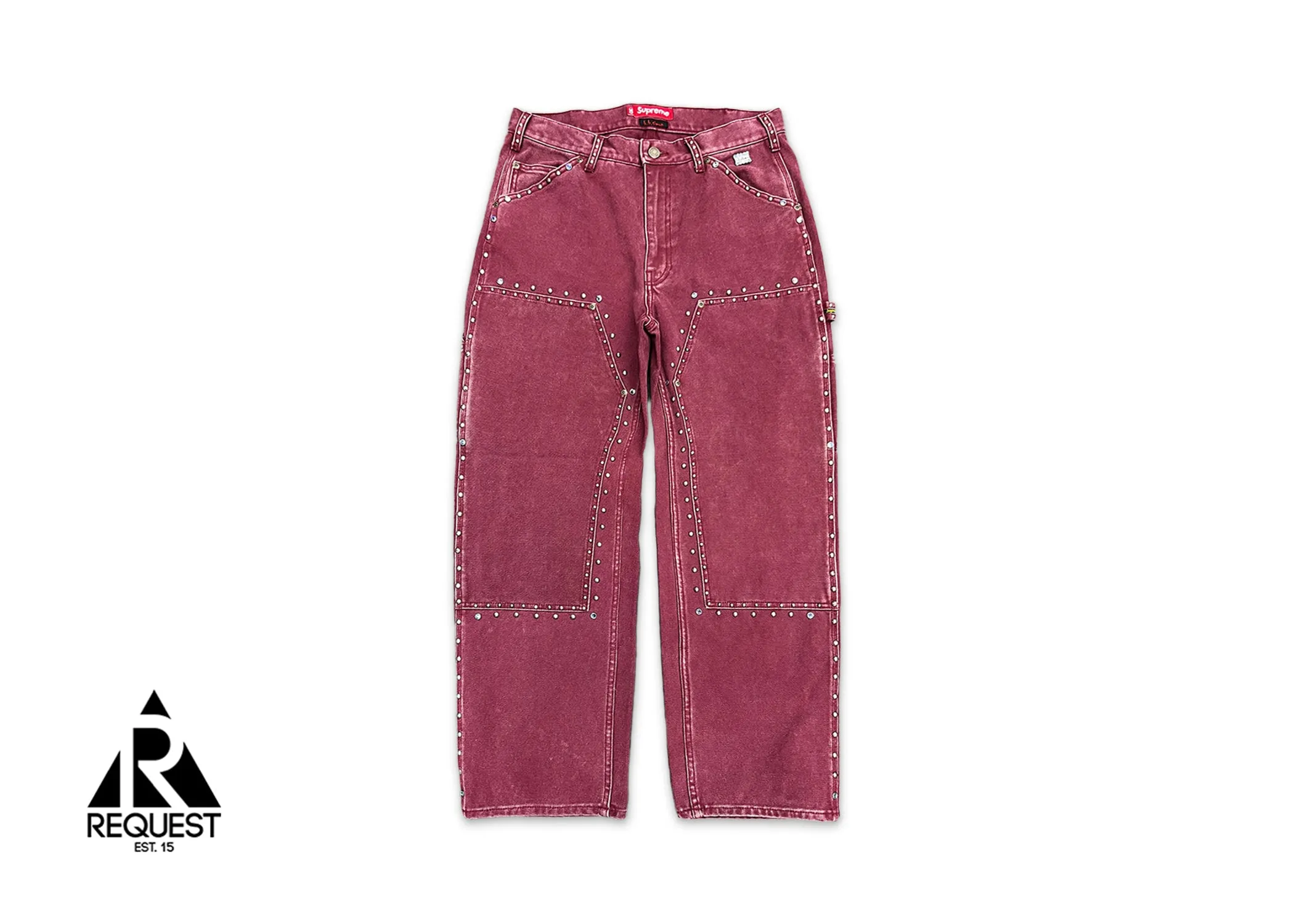 x B.B. Simon Studded Double Knee Painter Pant "Burgundy"
