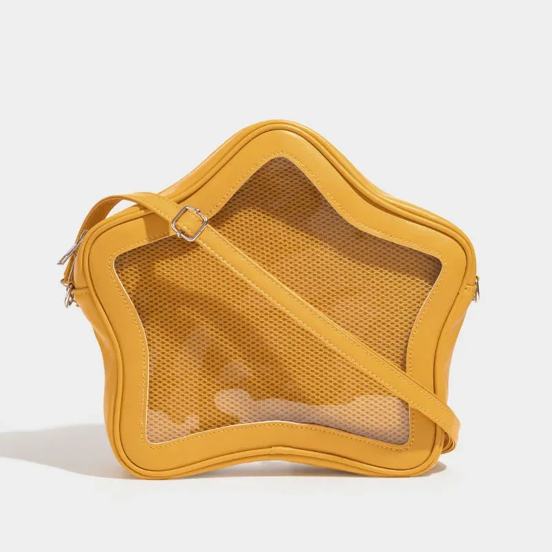 Y2K Cute Five Star Ita Bag Women Sweet Trend Crossbody Bag Popular Girl Transparent Bag Kawaii Personality Display Shoulder Bags