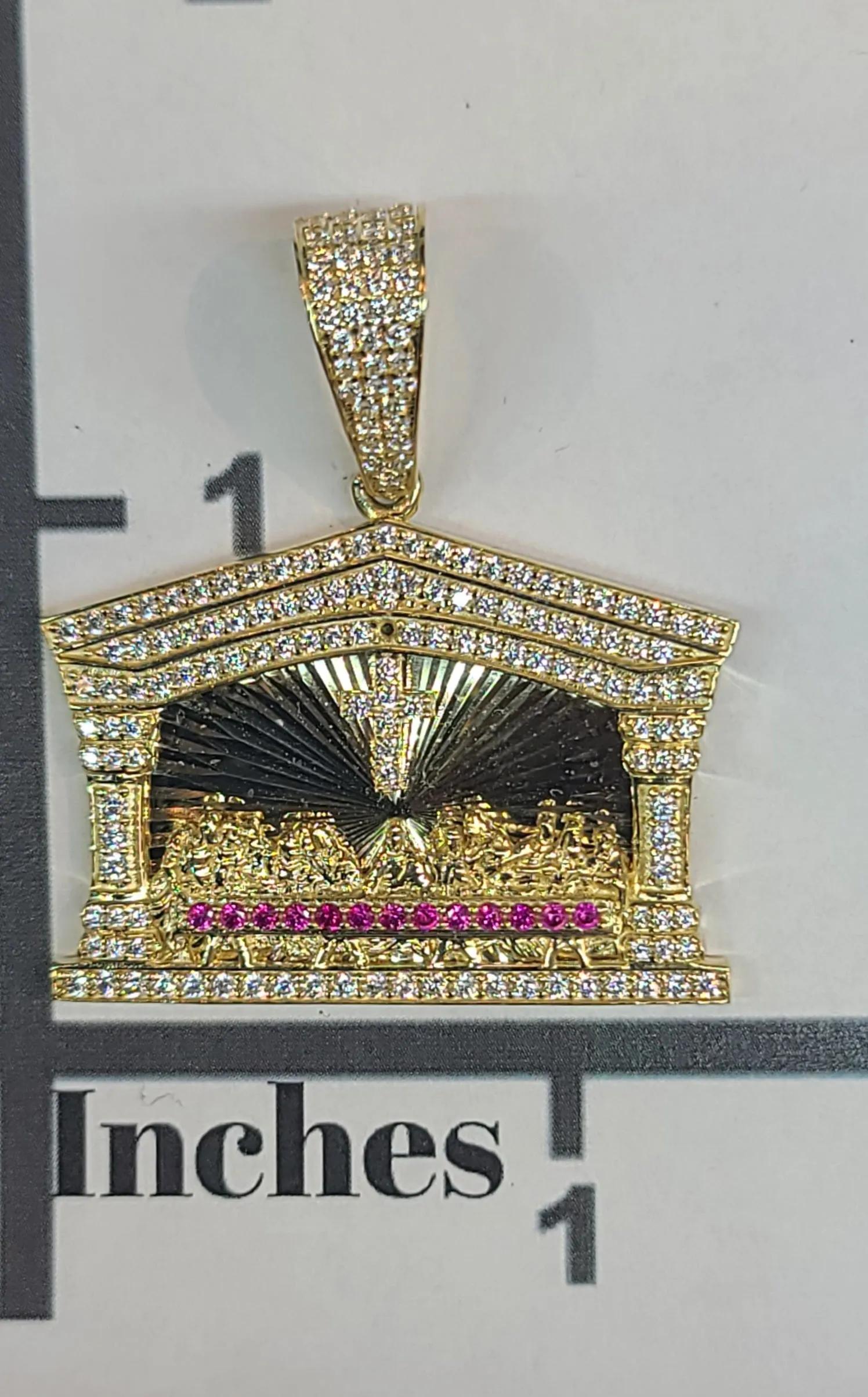 Yellow Gold Last Super Pendant with CZs