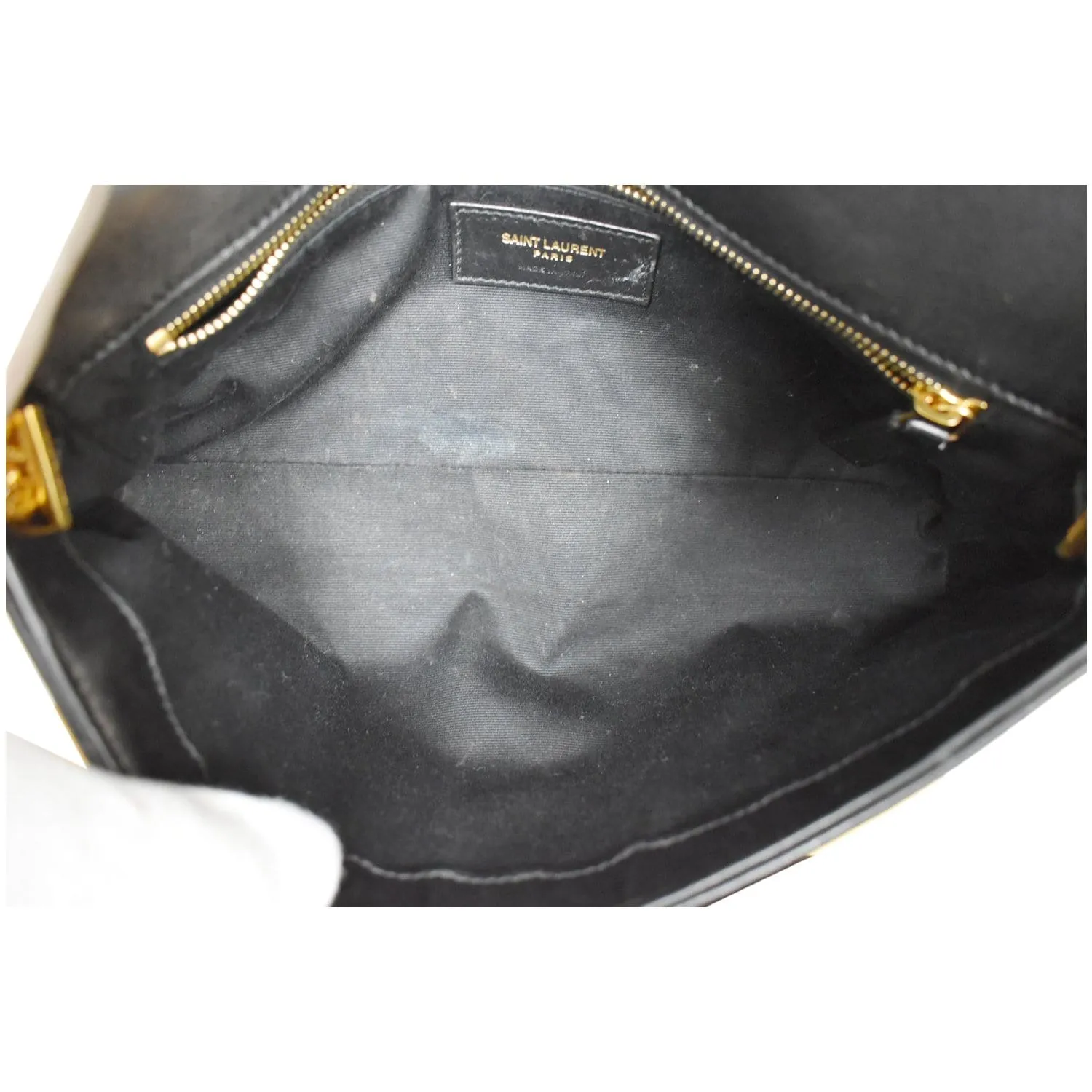 YVES SAINT LAURENT Kate 99 Chevron Leather Shoulder Bag Black