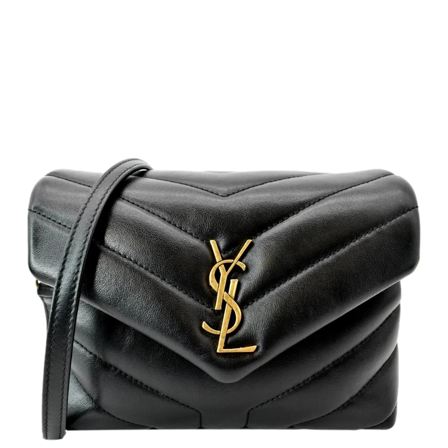 YVES SAINT LAURENT Loulou Toy Matelasse Leather Crossbody Bag Black