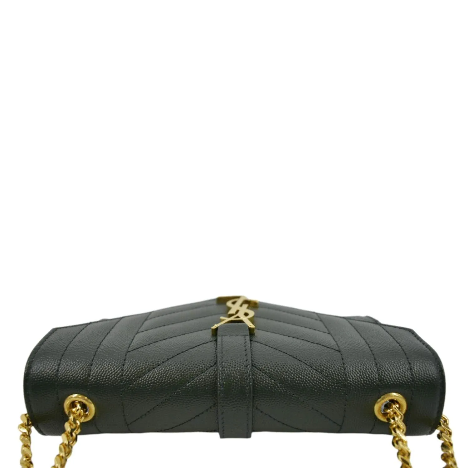 YVES SAINT LAURENT Small Envelope Matelassé Leather Shoulder Bag Green