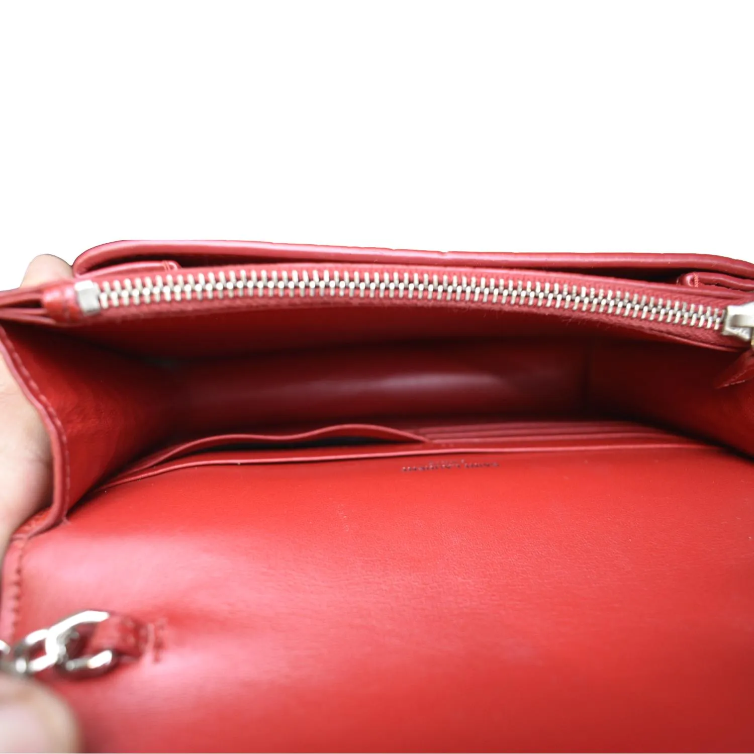 YVES SAINT LAURENT Sunset Crocodile Embossed Leather Crossbody Bag Red