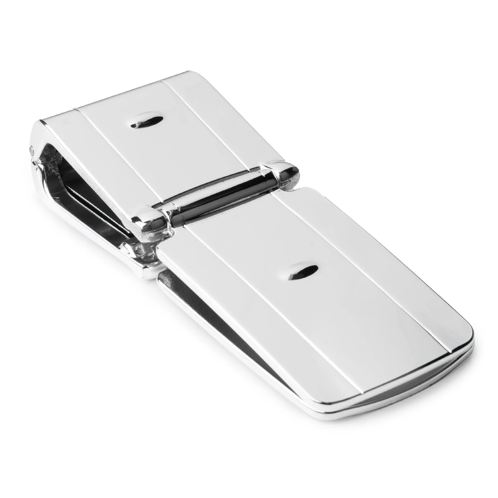Zurich Silver MoneyClamp® with Black Crocodile Wallet
