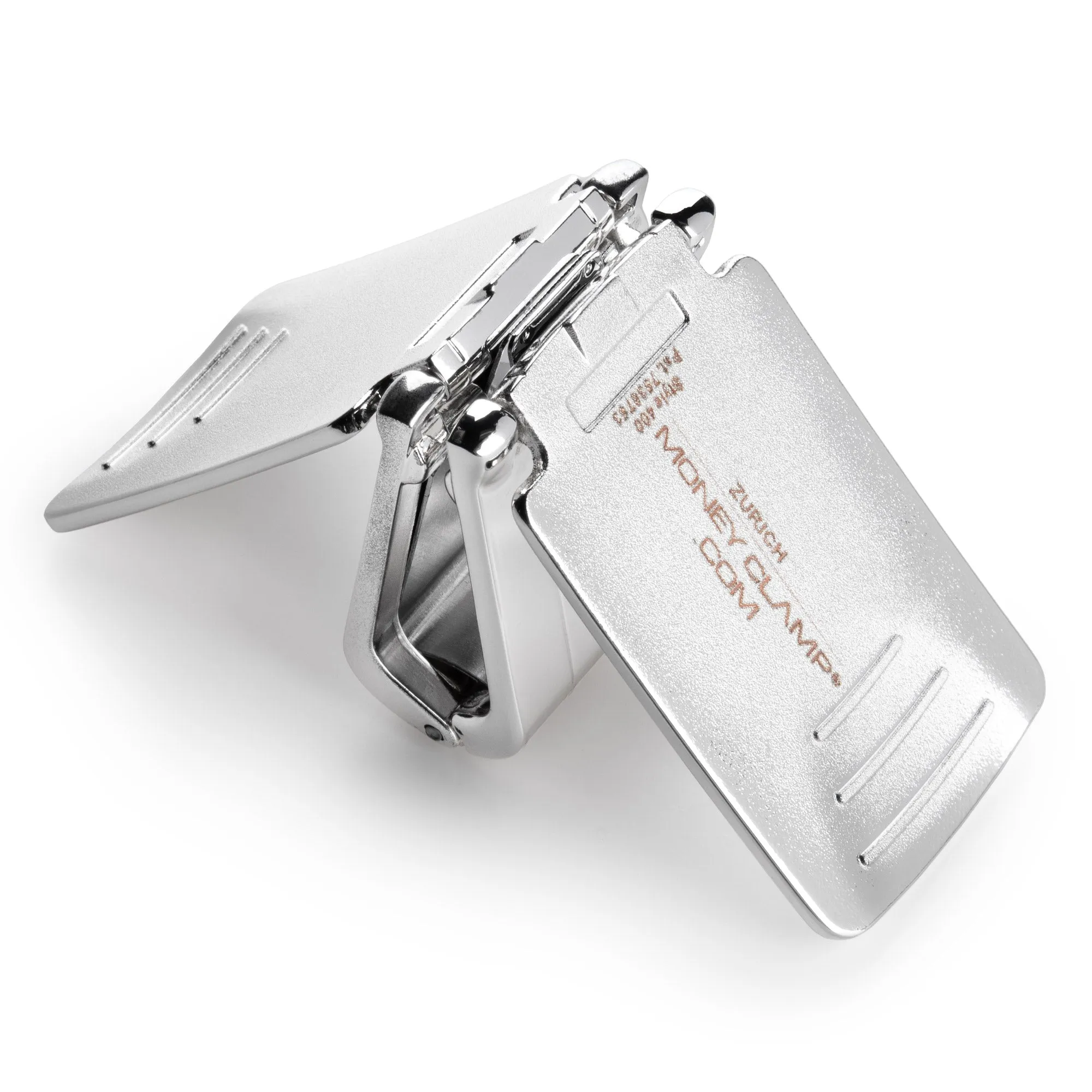 Zurich Silver MoneyClamp® with Black Crocodile Wallet